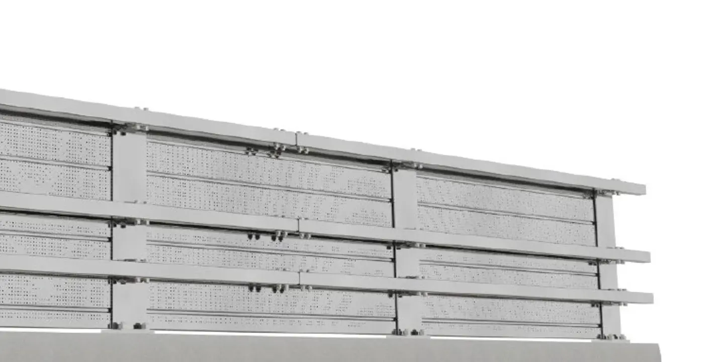 Noise and vehicle deflecting railing